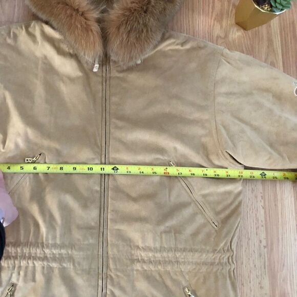 BOGNER Light Brown Faux Suede w/ Fox Fur Hood Full Zip Jacket - Picture 10 of 10